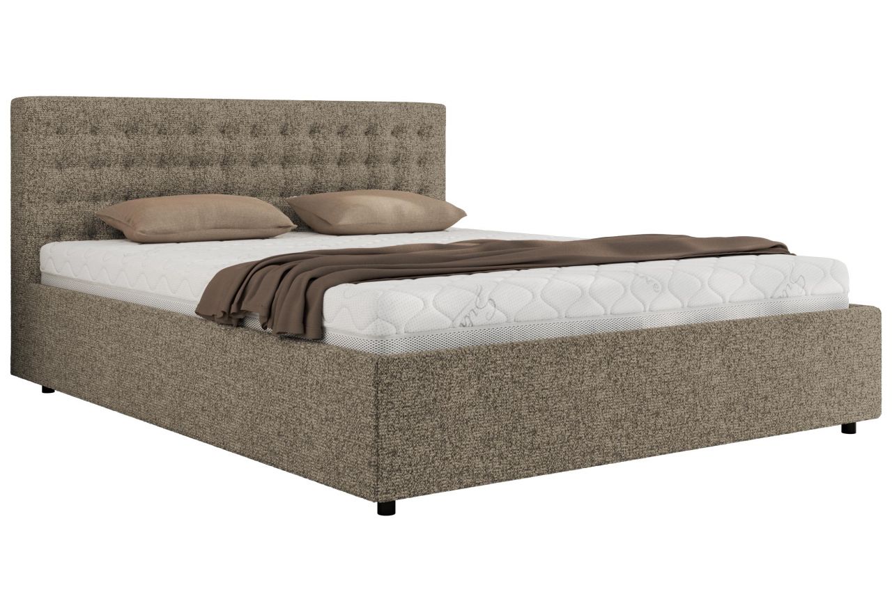 Łóżko tapicerowane PAVO CLASSIC 140x200 - materac pocket - szary, struktura