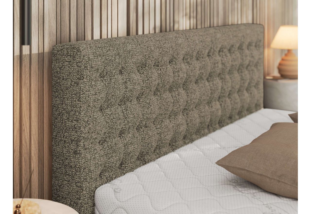 Łóżko tapicerowane PAVO CLASSIC 200x200 - materac pocket - szary, struktura