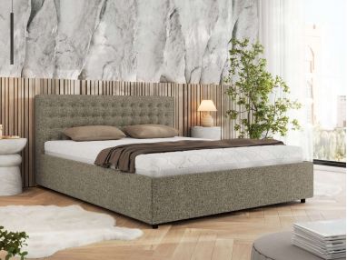 Łóżko tapicerowane PAVO CLASSIC 160x200 - materac multipocket - szary, struktura