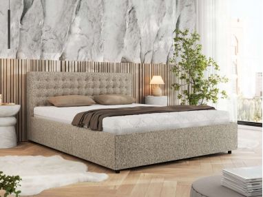 Łóżko tapicerowane PAVO CLASSIC 180x200 - ciemnobeżowy, struktura