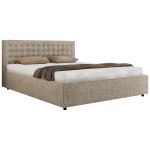 Łóżko tapicerowane PAVO CLASSIC 160x200 - materac piankowy - ciemnobeżowy, struktura