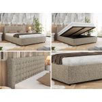 Łóżko tapicerowane PAVO CLASSIC 180x200 - materac piankowy - ciemnobeżowy, struktura