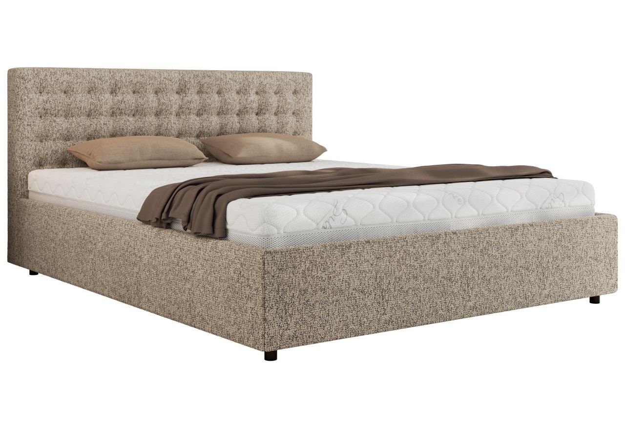 Łóżko tapicerowane PAVO CLASSIC 200x200 - materac piankowy - ciemnobeżowy, struktura