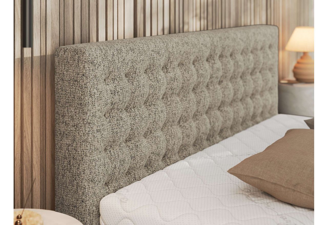 Łóżko tapicerowane PAVO CLASSIC 140x200 - materac pocket - ciemnobeżowy, struktura
