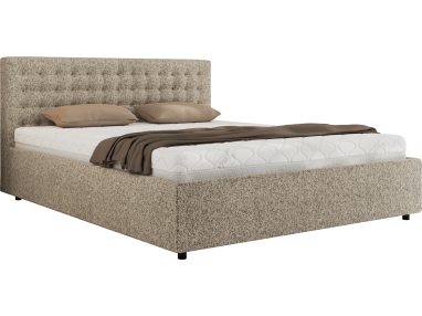 Łóżko tapicerowane PAVO CLASSIC 200x200 - materac multipocket - ciemnobeżowy, struktura