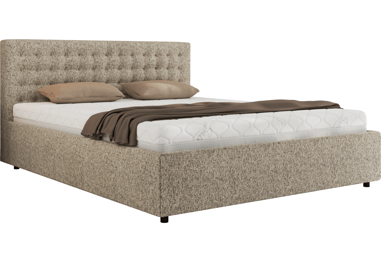Łóżko tapicerowane PAVO CLASSIC 200x200 - materac multipocket - ciemnobeżowy, struktura