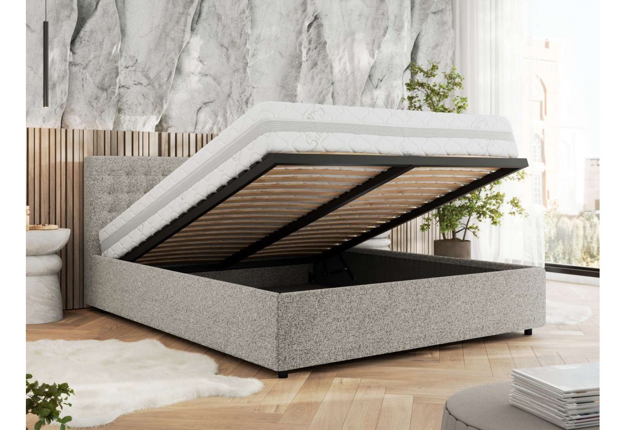 Łóżko tapicerowane PAVO CLASSIC 200x200 - jasnoszary, struktura