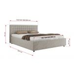Łóżko tapicerowane PAVO CLASSIC 200x200 - jasnoszary, struktura