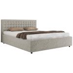 Łóżko tapicerowane PAVO CLASSIC 140x200 - materac piankowy - jasnoszary, struktura