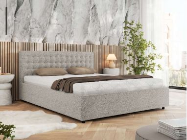 Łóżko tapicerowane PAVO CLASSIC 180x200 - materac piankowy - jasnoszary, struktura