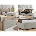 Łóżko tapicerowane PAVO CLASSIC 200x200 - materac piankowy - jasnoszary, struktura