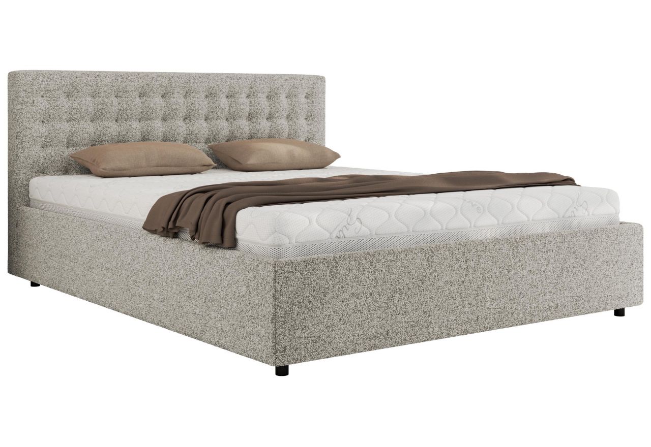 Łóżko tapicerowane PAVO CLASSIC 200x200 - materac piankowy - jasnoszary, struktura