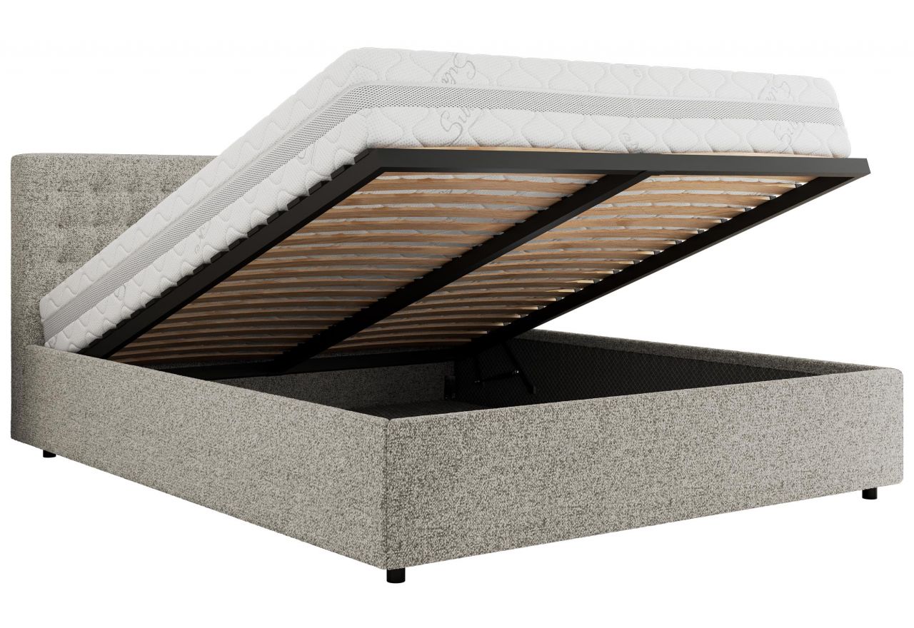 Łóżko tapicerowane PAVO CLASSIC 160x200 - materac pocket - jasnoszary, struktura