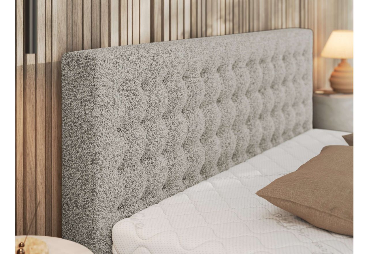 Łóżko tapicerowane PAVO CLASSIC 180x200 - materac pocket - jasnoszary, struktura