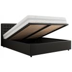 Łóżko tapicerowane PAVO CLASSIC 160x200 - czarny, ekoskóra