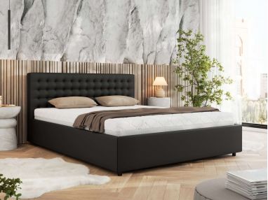 Łóżko tapicerowane PAVO CLASSIC 180x200 - czarny, ekoskóra
