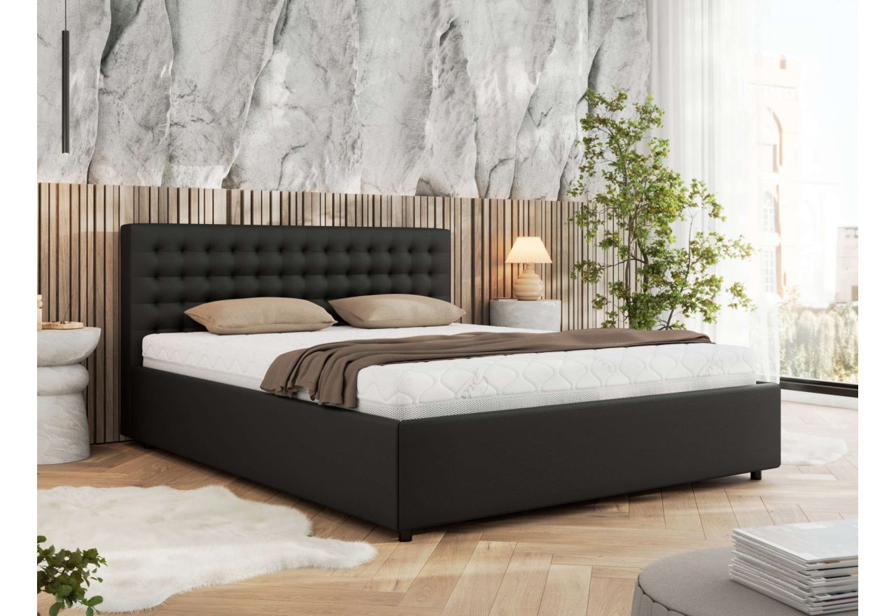 Łóżko tapicerowane PAVO CLASSIC 180x200 - czarny, ekoskóra