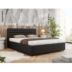 Łóżko tapicerowane PAVO CLASSIC 180x200 - materac piankowy - czarny, ekoskóra