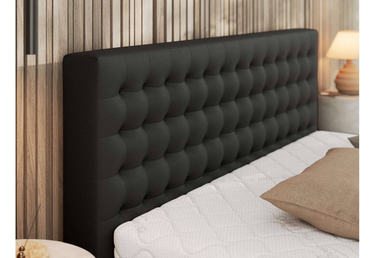 Łóżko tapicerowane PAVO CLASSIC 180x200 - materac piankowy - czarny, ekoskóra