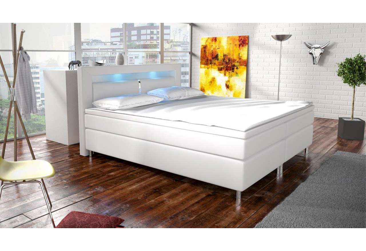 Luksusowe podwójne łóżko kontynentalne z oświetleniem LED do sypialni - MEDIOLAN 1 Madryt 920