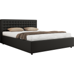 Łóżko tapicerowane PAVO CLASSIC 140x200 - materac multipocket - czarny, ekoskóra