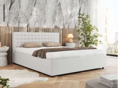 Łóżko tapicerowane PAVO CLASSIC 200x200 - biały, ekoskóra