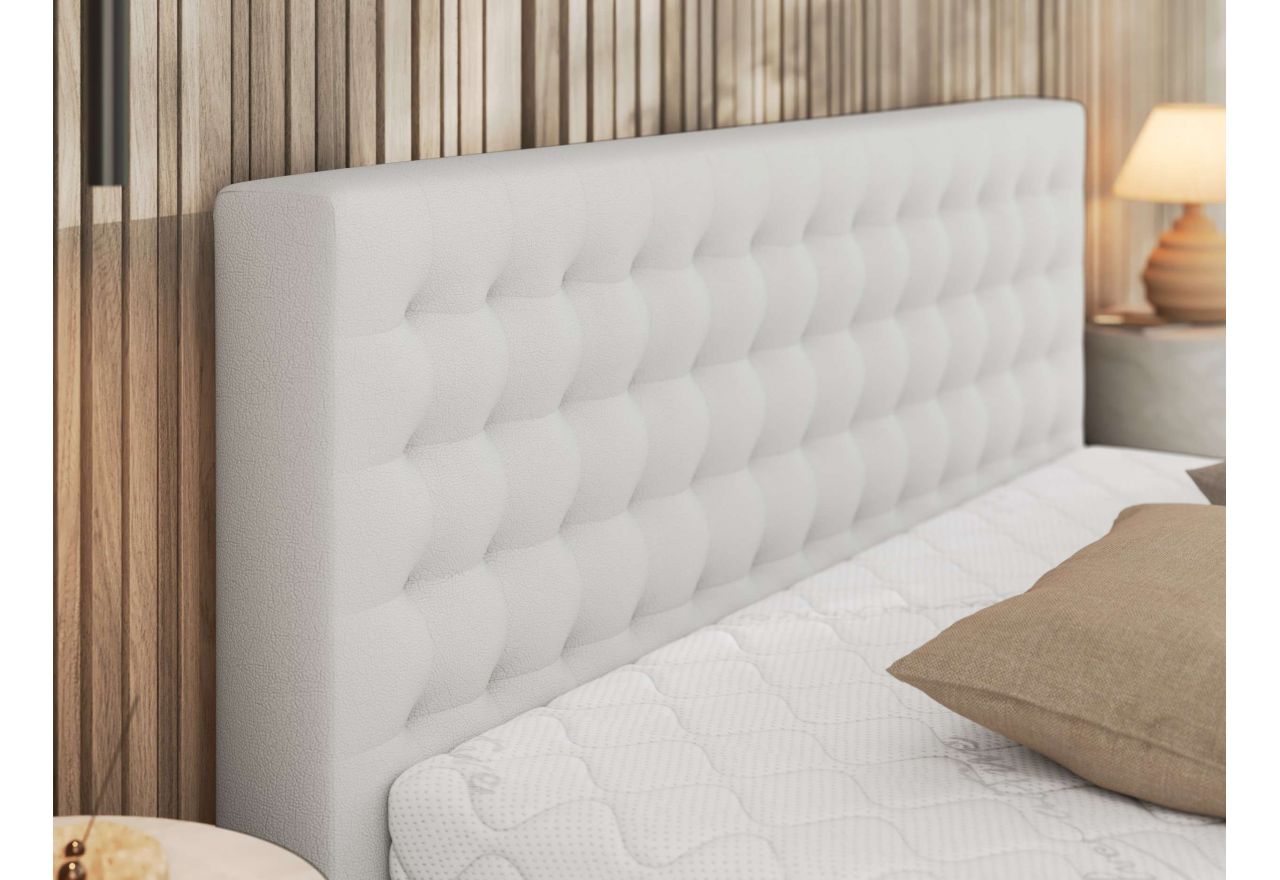 Łóżko tapicerowane PAVO CLASSIC 200x200 - biały, ekoskóra
