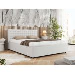 Łóżko tapicerowane PAVO CLASSIC 180x200 - materac pocket - biały, ekoskóra