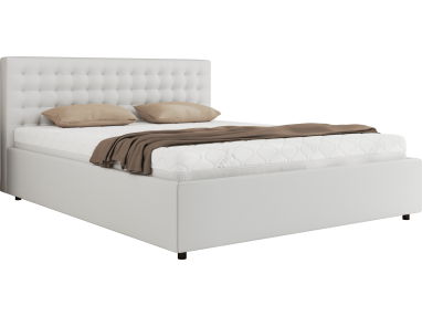 Łóżko tapicerowane PAVO CLASSIC 140x200 - materac multipocket - biały, ekoskóra