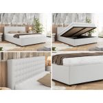 Łóżko tapicerowane PAVO CLASSIC 140x200 - materac multipocket - biały, ekoskóra