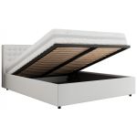 Łóżko tapicerowane PAVO CLASSIC 140x200 - materac multipocket - biały, ekoskóra