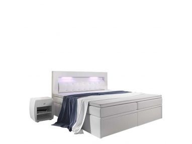 Nowoczesne, stylowe łóżko kontynentalne podwójne z oświetleniem LED i możliwością konfiguracji szuflad - MEDIOLAN 3 Madryt 920