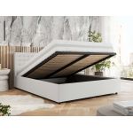 Łóżko tapicerowane PAVO CLASSIC 180x200 - materac multipocket - biały, ekoskóra