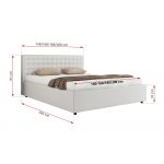 Łóżko tapicerowane PAVO CLASSIC 200x200 - materac multipocket - biały, ekoskóra
