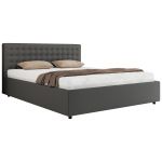 Łóżko tapicerowane PAVO CLASSIC 140x200 - materac piankowy - szary, ekoskóra