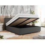 Łóżko tapicerowane PAVO CLASSIC 160x200 - materac piankowy - szary, ekoskóra