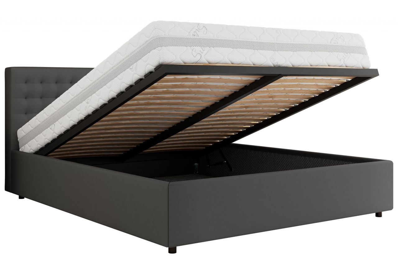 Łóżko tapicerowane PAVO CLASSIC 180x200 - materac piankowy - szary, ekoskóra