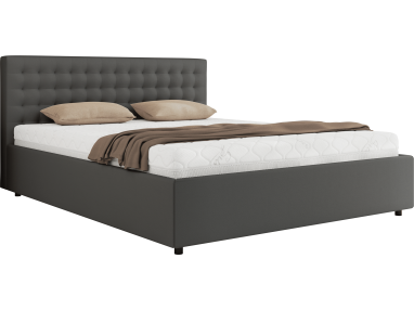Łóżko tapicerowane PAVO CLASSIC 200x200 - materac multipocket - szary, ekoskóra