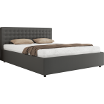 Łóżko tapicerowane PAVO CLASSIC 200x200 - materac multipocket - szary, ekoskóra