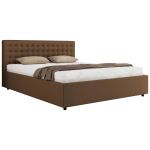 Łóżko tapicerowane PAVO CLASSIC 160x200 - brązowy, ekoskóra