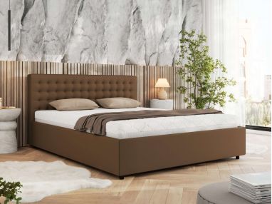 Łóżko tapicerowane PAVO CLASSIC 200x200 - brązowy, ekoskóra