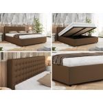 Łóżko tapicerowane PAVO CLASSIC 200x200 - materac piankowy - brązowy, ekoskóra