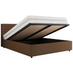 Łóżko tapicerowane PAVO CLASSIC 140x200 - materac pocket - brązowy, ekoskóra