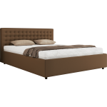 Łóżko tapicerowane PAVO CLASSIC 160x200 - materac pocket - brązowy, ekoskóra