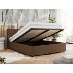 Łóżko tapicerowane PAVO CLASSIC 160x200 - materac pocket - brązowy, ekoskóra