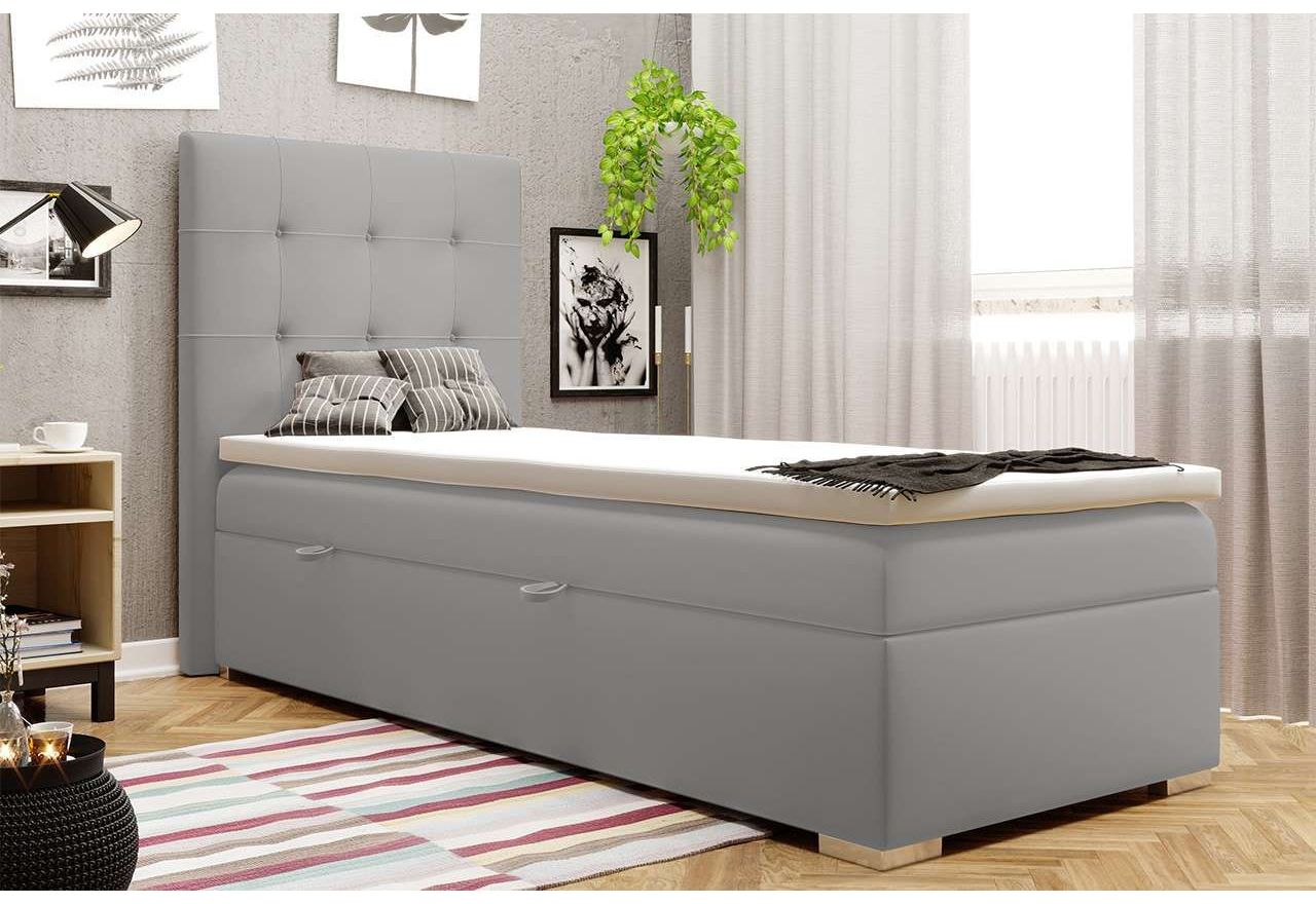 Jednoosobowe łóżko kontynentalne z opcją pojemnika - DINA 90x200 szary