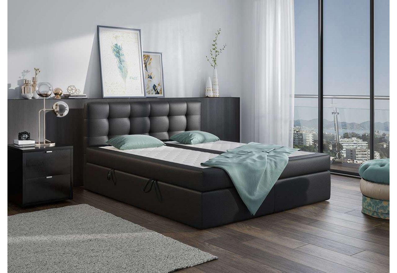 Wygodne, nowoczesne łóżko kontynentalne z materacem, pojemnikiem i opcją wyboru tkaniny - CENTO