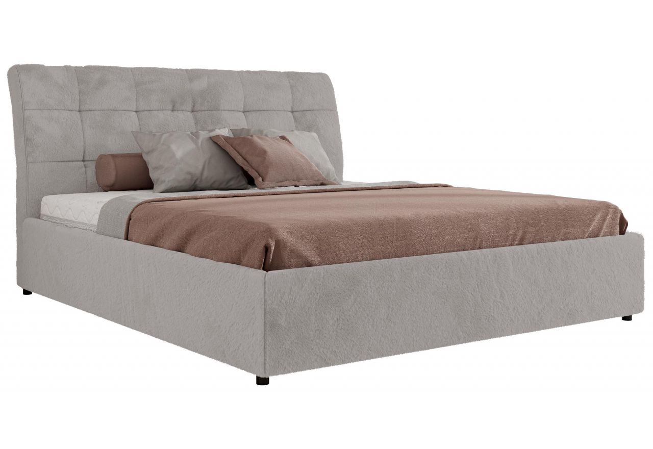 Łóżko tapicerowane GALA CLASSIC 180x200 - materac piankowy - jasnoszary, plusz
