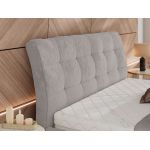 Łóżko tapicerowane GALA CLASSIC 140x200 - materac pocket - jasnoszary, plusz