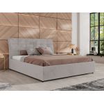 Łóżko tapicerowane GALA CLASSIC 180x200 - materac pocket - jasnoszary, plusz